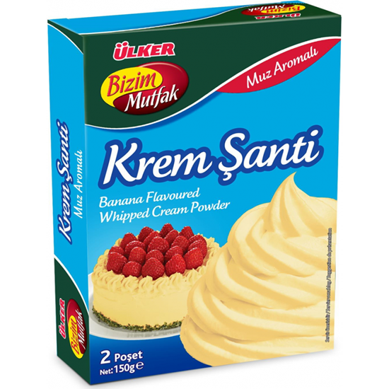 BIZIM MUTFAK Muz Aromali KREM SANTI - Banana Flavoured Whipped Cream Powder - 150g 