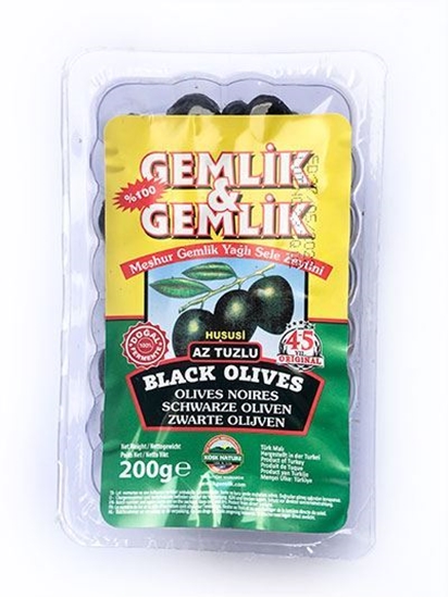 Gemlik & Gemlik Light Salt Black Olives - Az Tuzlu Zeytin - 200g