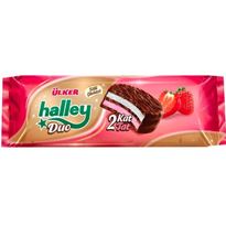 Ulker Halley Strawberry Marshmallow Biscuit - Cilekli 10x30g