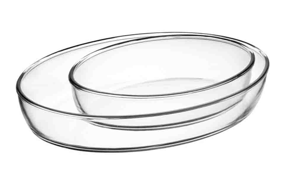 Borcam - Oval Glass Tray - Yuvarlak Firin Tepsisi 
