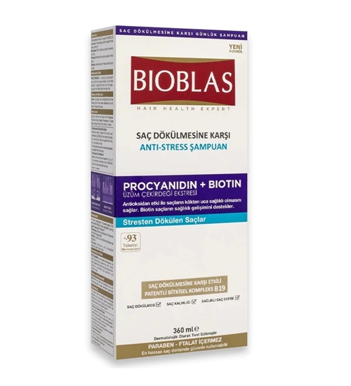 Bioblas – Anti hair loss anti-stress shampoo with procyanidin+biotin – stresten dokulmeye karsi etkili bitkisel sampuan 